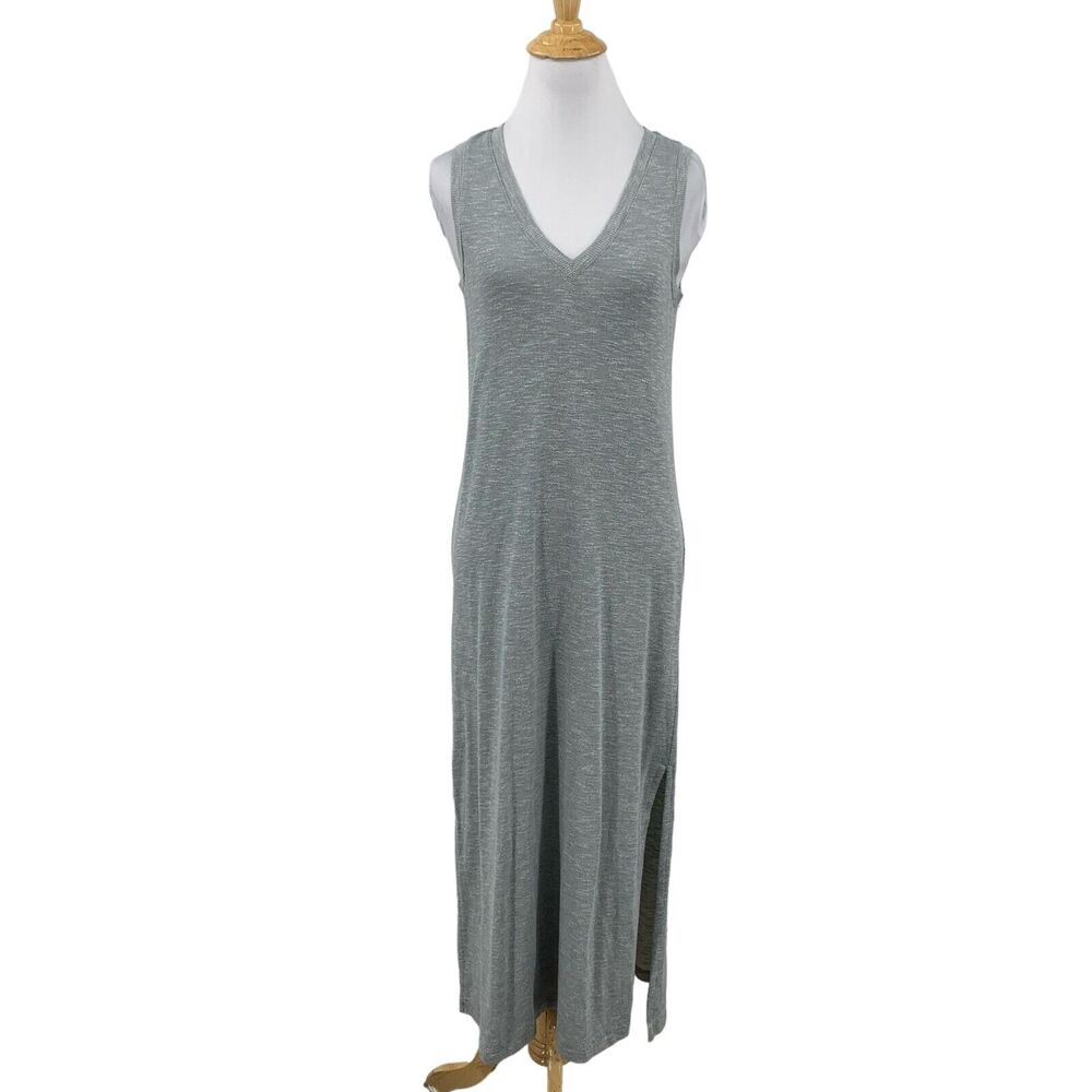 Paige Dress Womens XS Extra Small Gray Heather Sage Midi Tank Side Slits V Neck